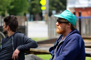 Michael Nau with writer Travis Knight in Penngrove, CA | photo Camila Pereira