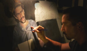Brandon Hurley painting writer and author Travis Knight